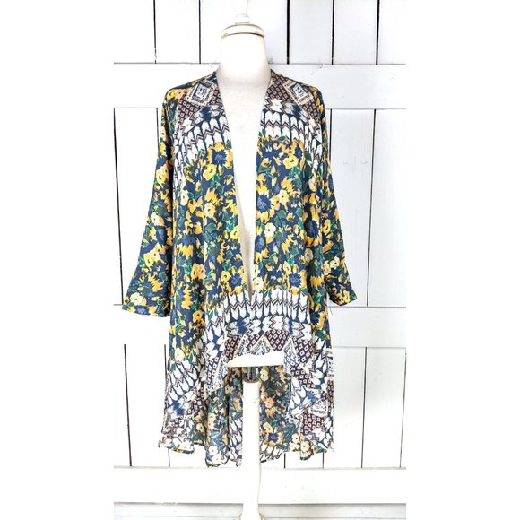 Oneill floral tribal print kimono cover up jacket - Picture 2 of 6